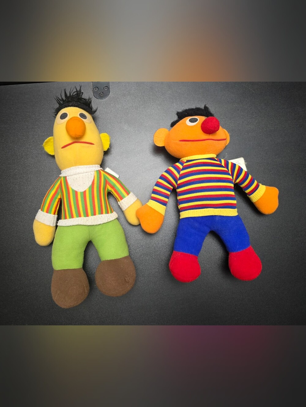 Vintage Sesame Street Bert & Ernie Hasbro Softies Plush Pair